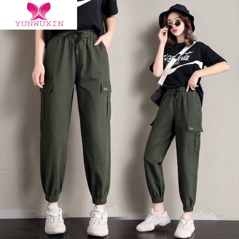 yunwuxin工装裤女哈伦束脚裤宽松显瘦高腰九分小个子运动休闲裤女裤子