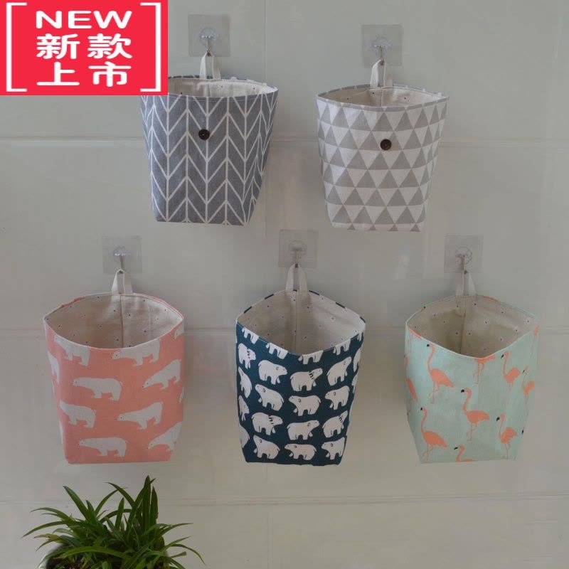 可莉允挂墙上的收纳袋包包墙挂袋蓝色布衣柜袜子可洗置物架布艺手机收纳图片