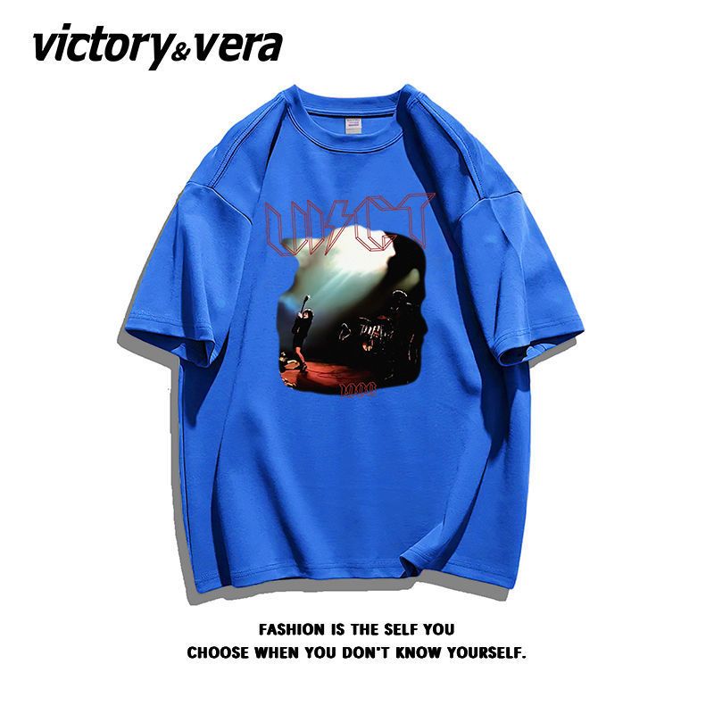 VICTORYVERA美式复古高街短袖100%纯棉t恤女oversize夏季宽松半袖