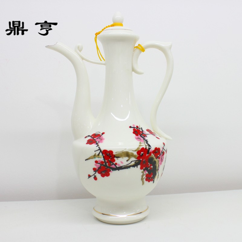 鼎亨景德镇温酒器陶瓷家用小 青花瓷牡丹酒具白酒分酒器陶瓷包邮