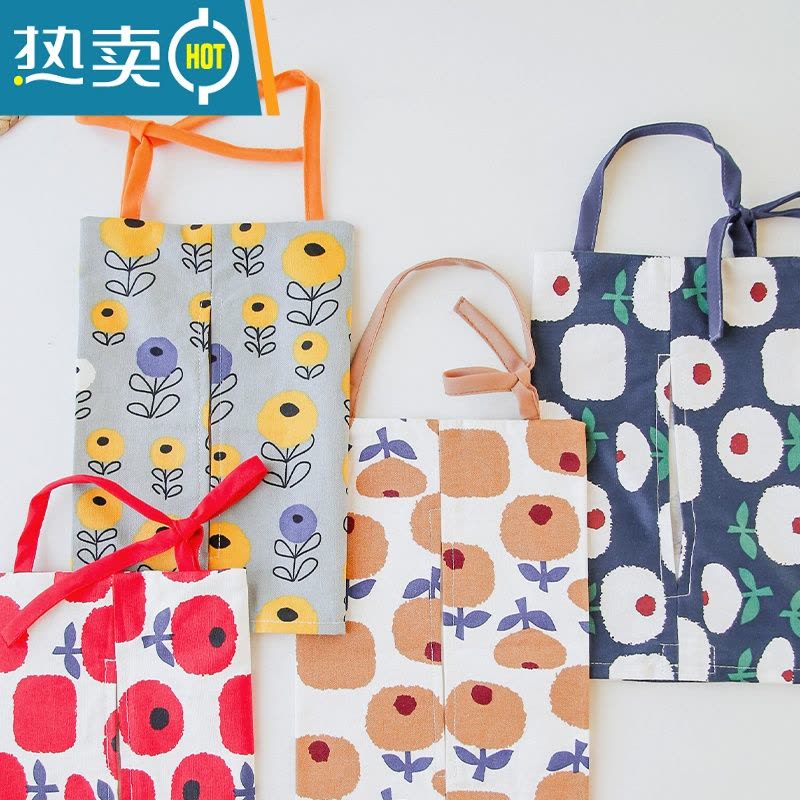 敬平丹麦设计田园风纸巾袋车载椅背抽纸包布艺可爱家用纸巾盒挂式车用 无挂绳-蓝白花朵图片