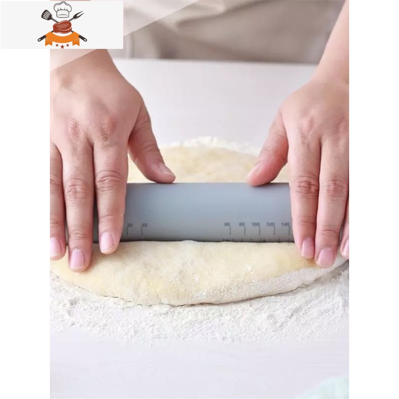 硅胶可调节厚度的擀面棍面粉擀面杖硅胶面粉棍大小号饺子擀皮器 敬平 不锈钢款(12寸)高清大图