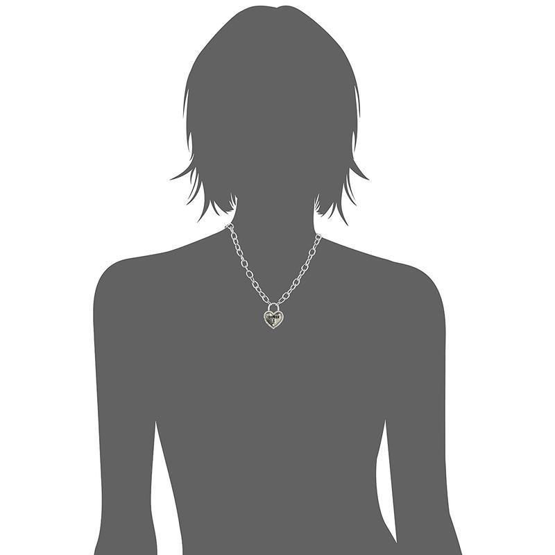 盖尔斯(GUESS)银色金属心形吊坠短项链18英寸百搭配饰潮流女士项链