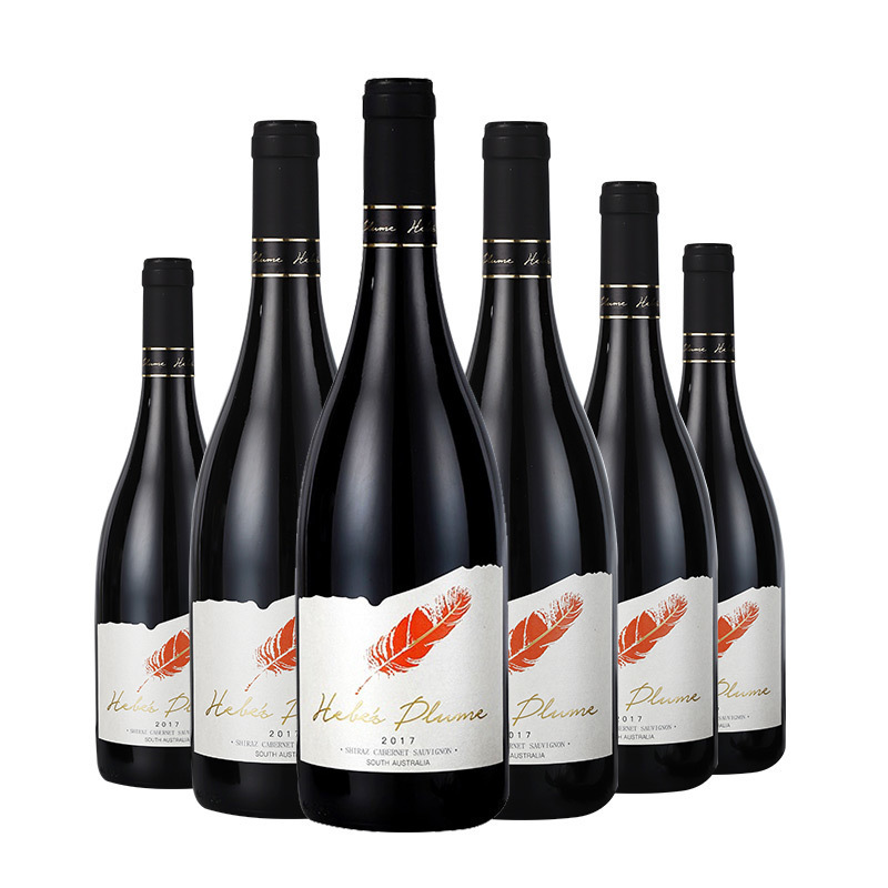 澳洲原瓶进口红酒 赫柏之羽西拉赤霞珠混酿干红葡萄酒 750ml 六支装