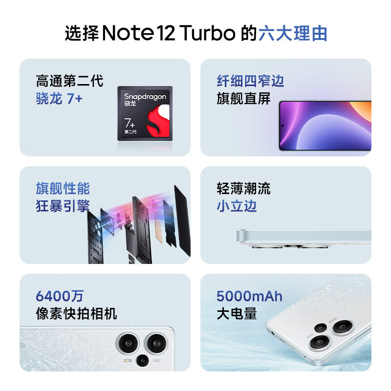 [全国联保]小米Redmi Note12 Turbo 16GB+1TB 碳纤黑 2代骁龙7+ 67W秒充 5000mAh电池 5G智能手机小米红米
