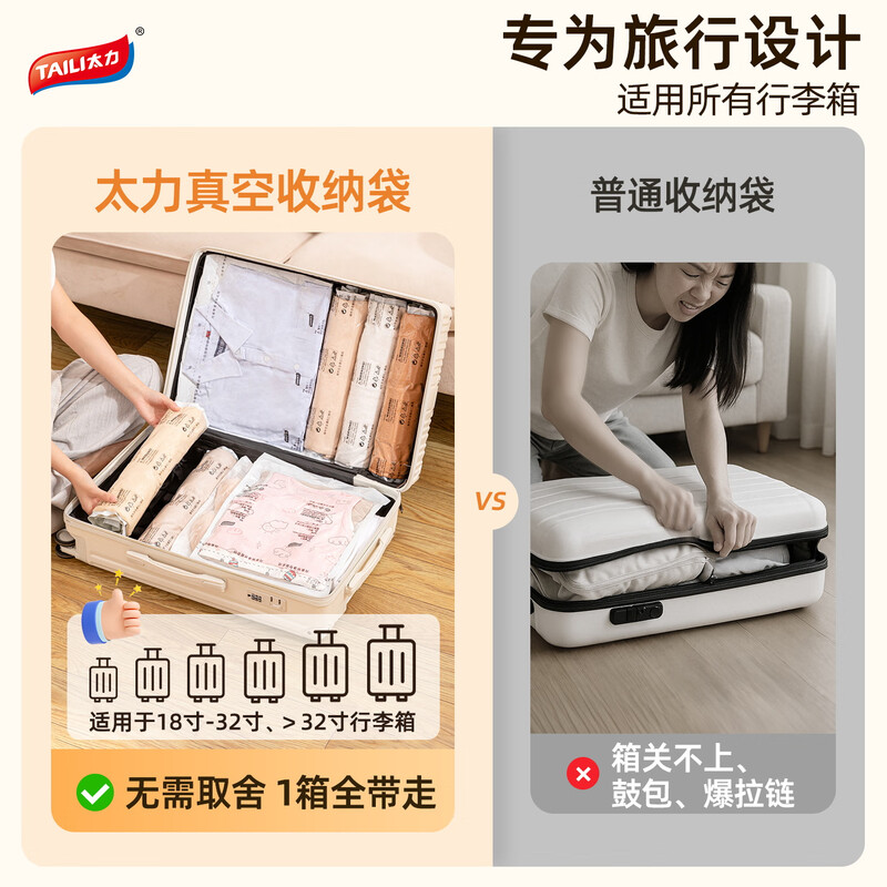 太力维纳斯系列 免抽气手卷旅行款收纳袋6件套AY834 AY838高清大图