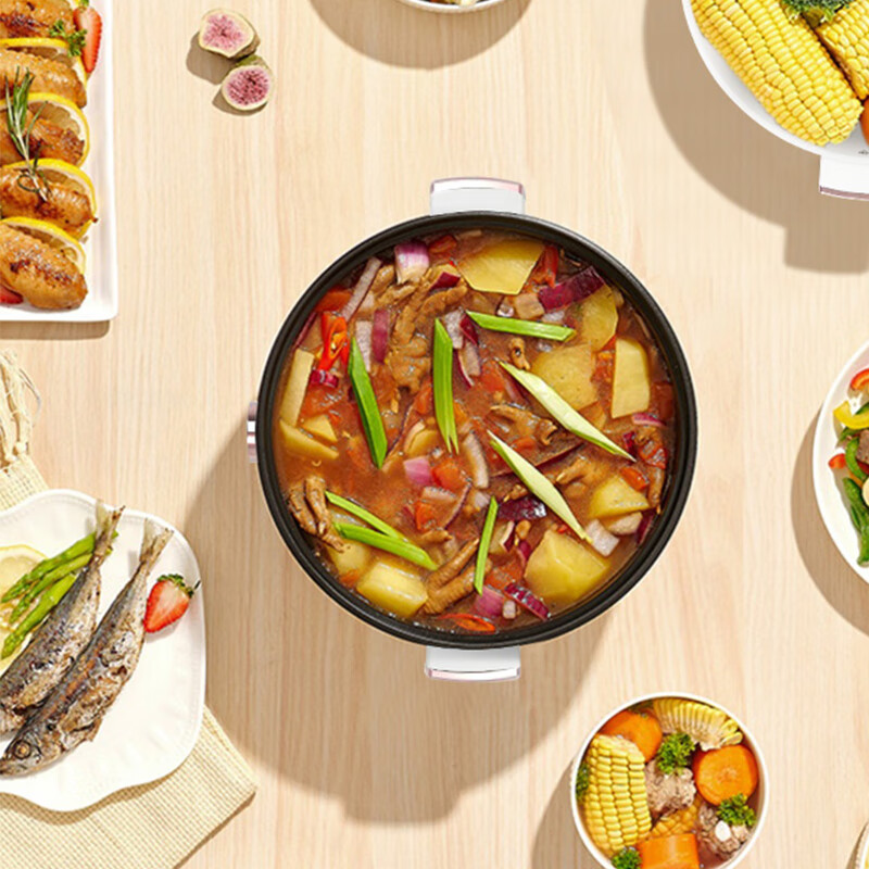 豹牌 多功能电火锅 满足各种烹饪需求 3.5L大容量 双档火力 不沾涂层 BP-WD727 米色 / 台高清大图