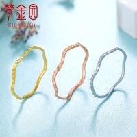 梦金园 18K金戒指 金750波浪满天星K红K指环 女士定价