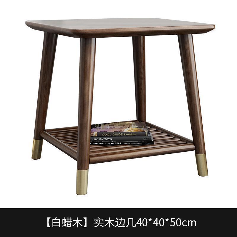 森美人北欧全实木轻奢小茶几白蜡木沙发黑胡桃木色边几小户型客厅咖啡桌 【白蜡木】边几（40*40*50cm）