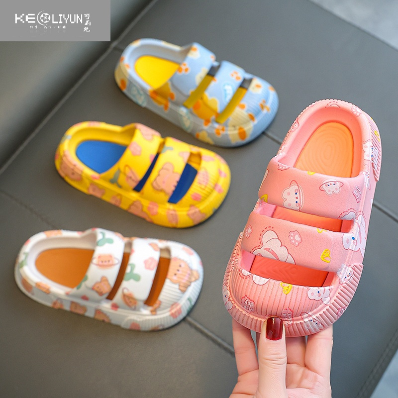 可莉允儿童拖鞋夏男女童卡通可爱防滑厚底软底包头室内鞋女孩宝宝凉