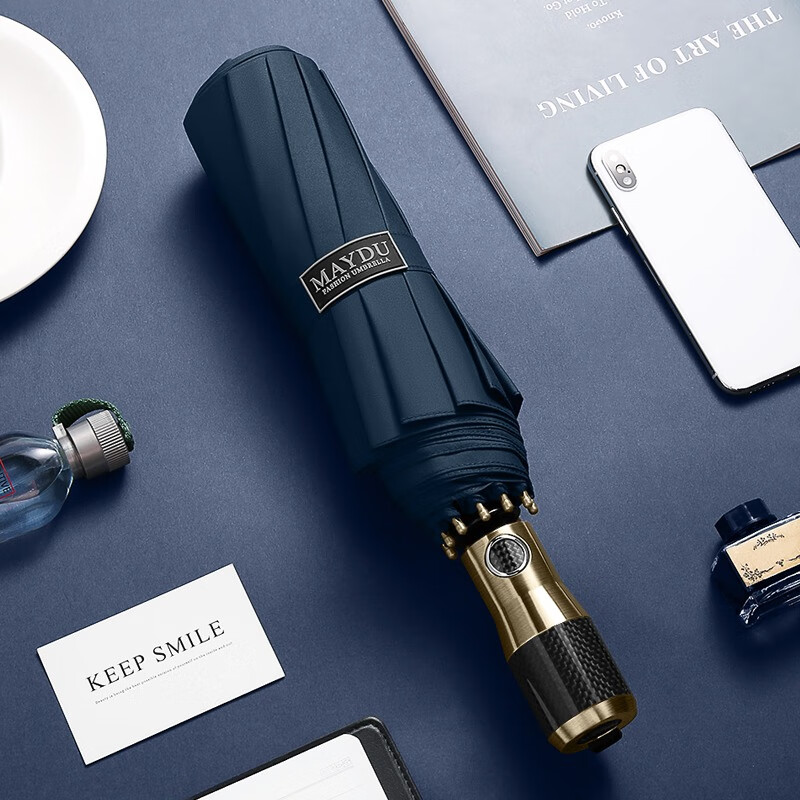 美度(MAYDU)雨伞全自动商务晴雨伞大男士折叠伞10骨防风三折双人伞M3386