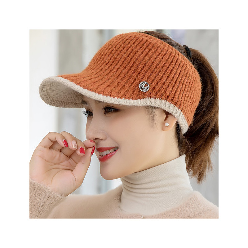 帽子女韩版秋冬时尚百搭女士空顶毛线帽加绒针织保暖冬季鸭舌帽子