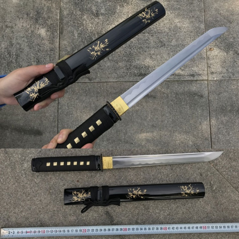 龙泉承影武士刀剑日本刀打刀短款黑色短刀户外防身未开刃