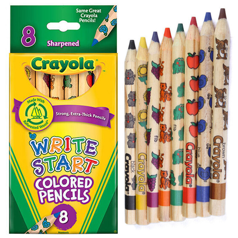 Crayola绘儿乐 8色粗短彩色铅笔儿童绘画安文具套装全涂鸦68-4108