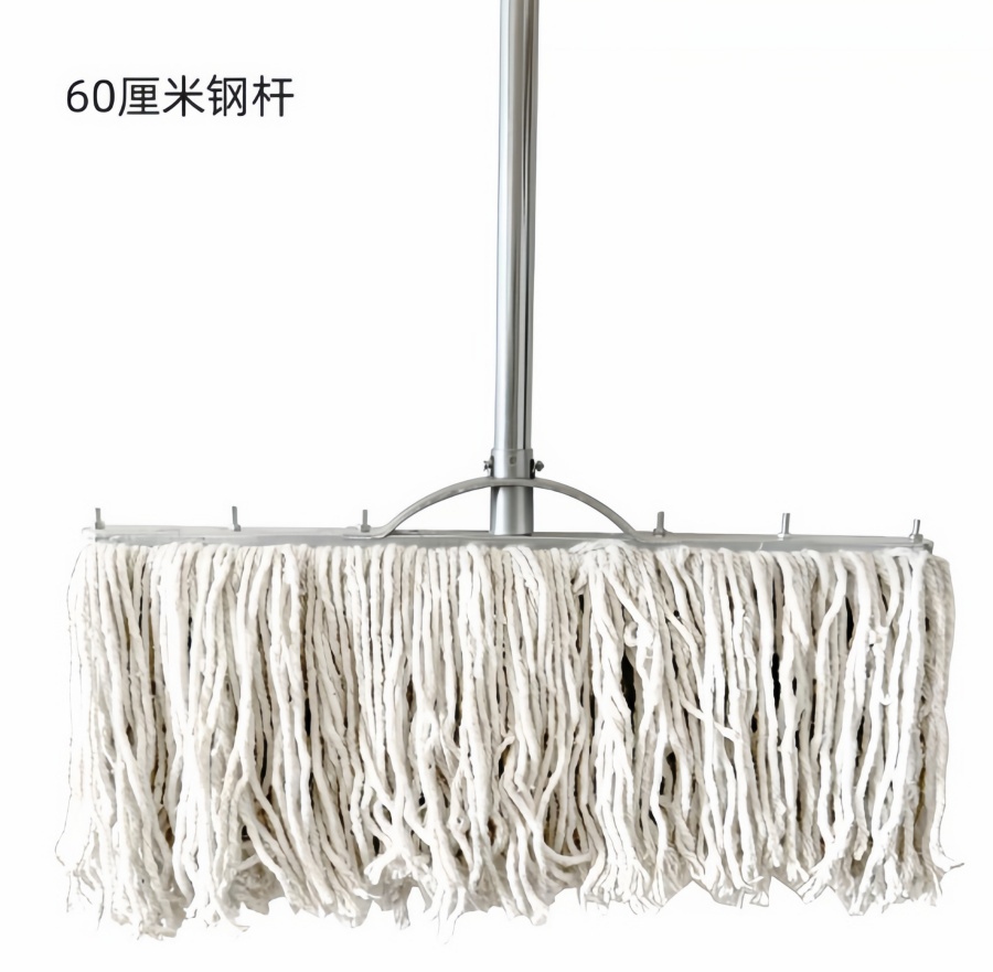 老式墩布棉线拖把 60cm宽白色+钢杆