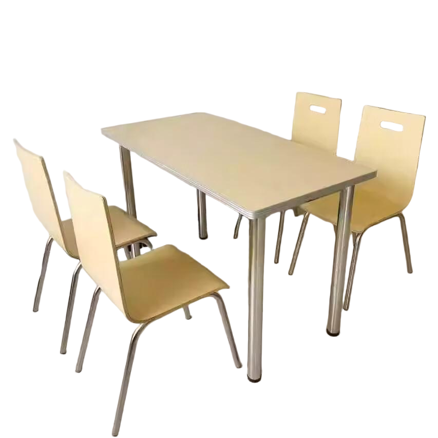 宏七家具 食堂餐桌学校员工饭店现代简约不锈钢桌椅组合 1200*600*750mm