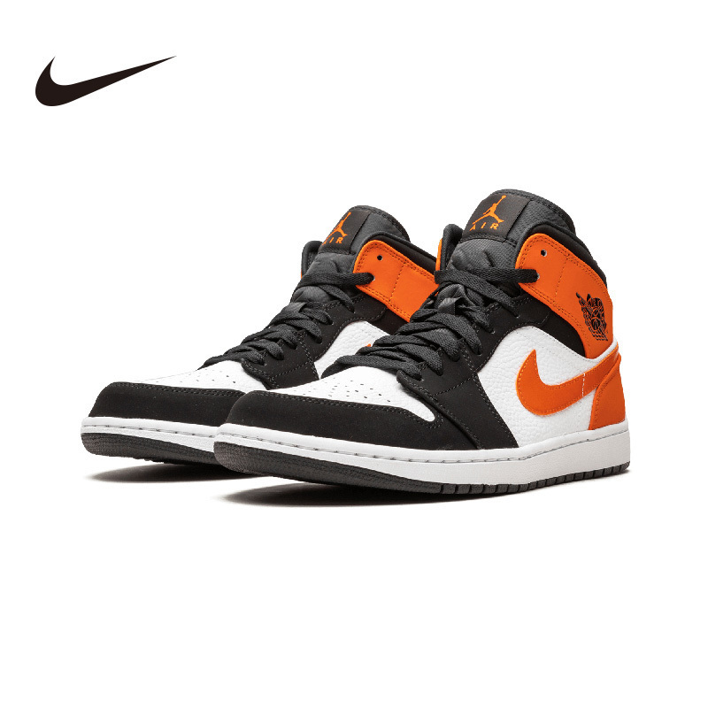耐克(NIKE)Air Jordan 1 Mid AJ1 黑橙扣碎篮板中帮球鞋554724-058