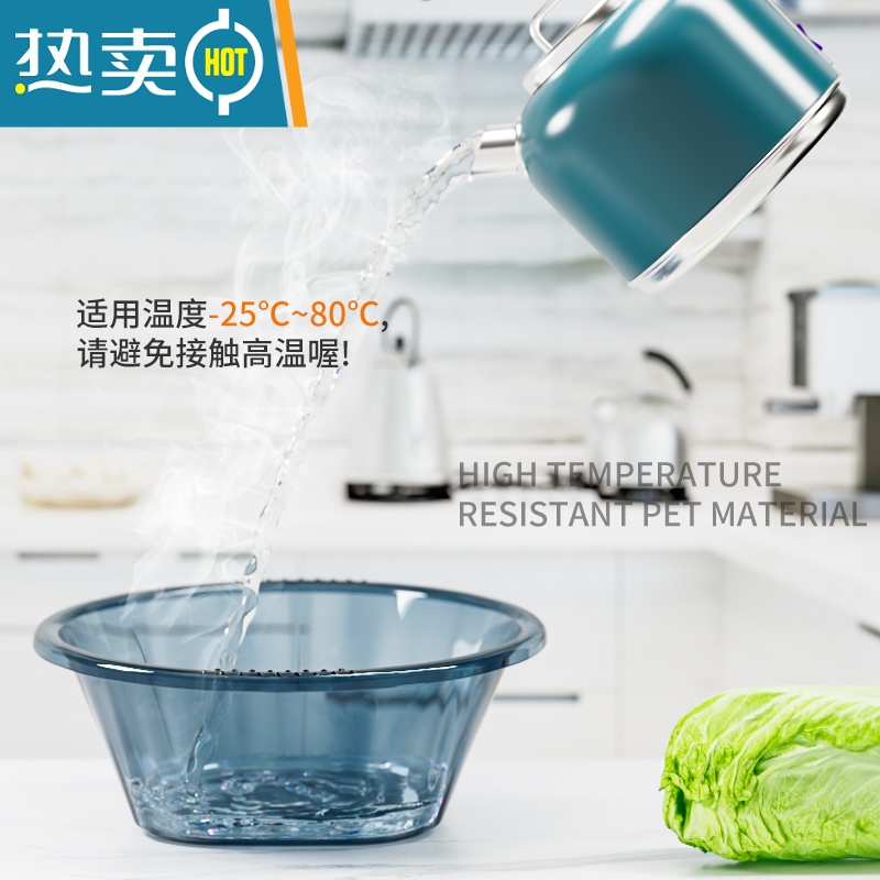 敬平洗脸盆家用透明方形盆加大洗衣盆洗水池洗菜塑料耐用迷你小号盆子高清大图