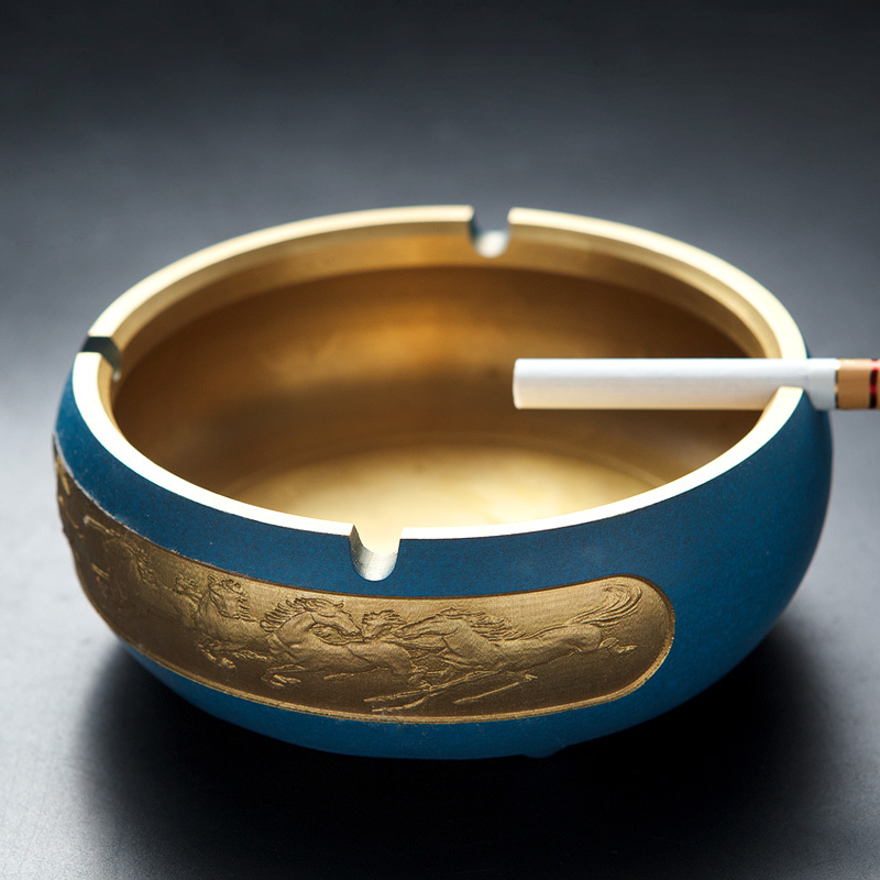 纯铜创意个性潮流家用纳丽雅室内办公室中式家居烟灰缸