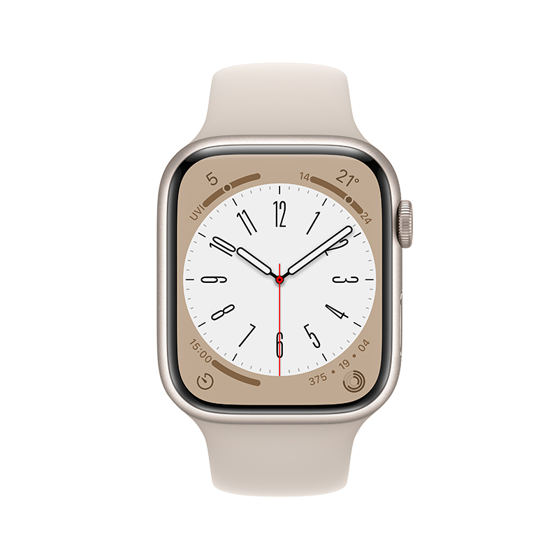 Apple Watch Series 8 智能手表 GPS版 45mm 星光色铝金属表壳 运动型表带
