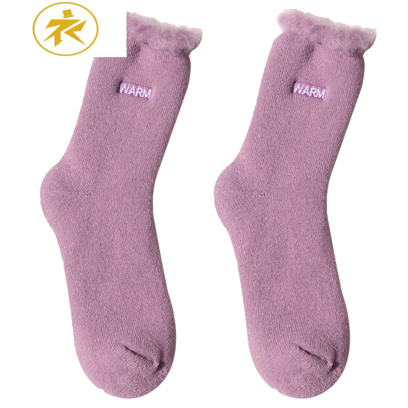 ideamini厚袜子女冬季加绒加厚保暖月子毛巾袜棉冬天中筒袜超厚款雪地