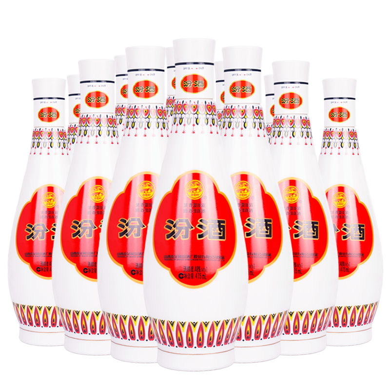[官方正品]山西杏花村汾酒 48度乳玻汾酒475mL*12瓶装口粮白酒高清大图