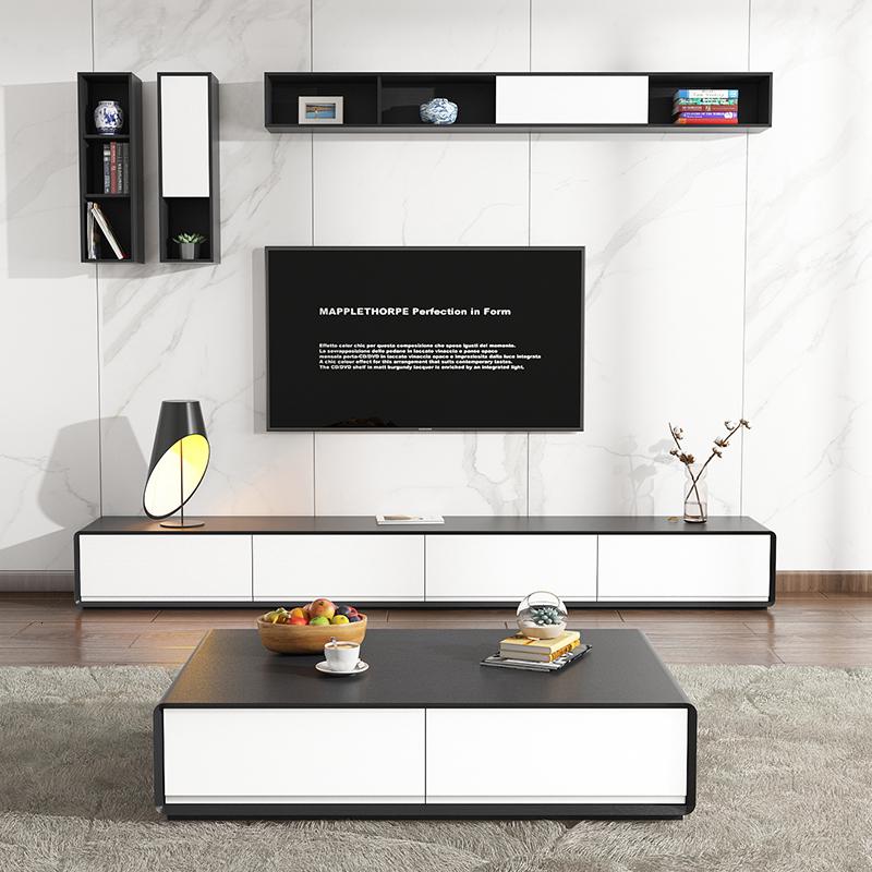 现代简约茶几电视柜组合伸缩客厅背景墙挂柜家具北欧大小户型套装