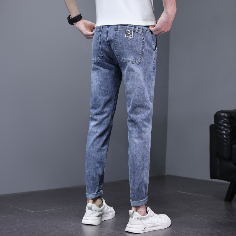 香港青年牛仔裤男士厚款2025秋冬新款修身百搭弹力休闲长裤男款潮高清大图