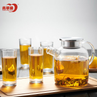 青苹果 加厚耐热玻璃茶壶花茶过滤冷水壶 明火加热煮茶牛奶凉水壶大容量防爆水具茶具1.8L