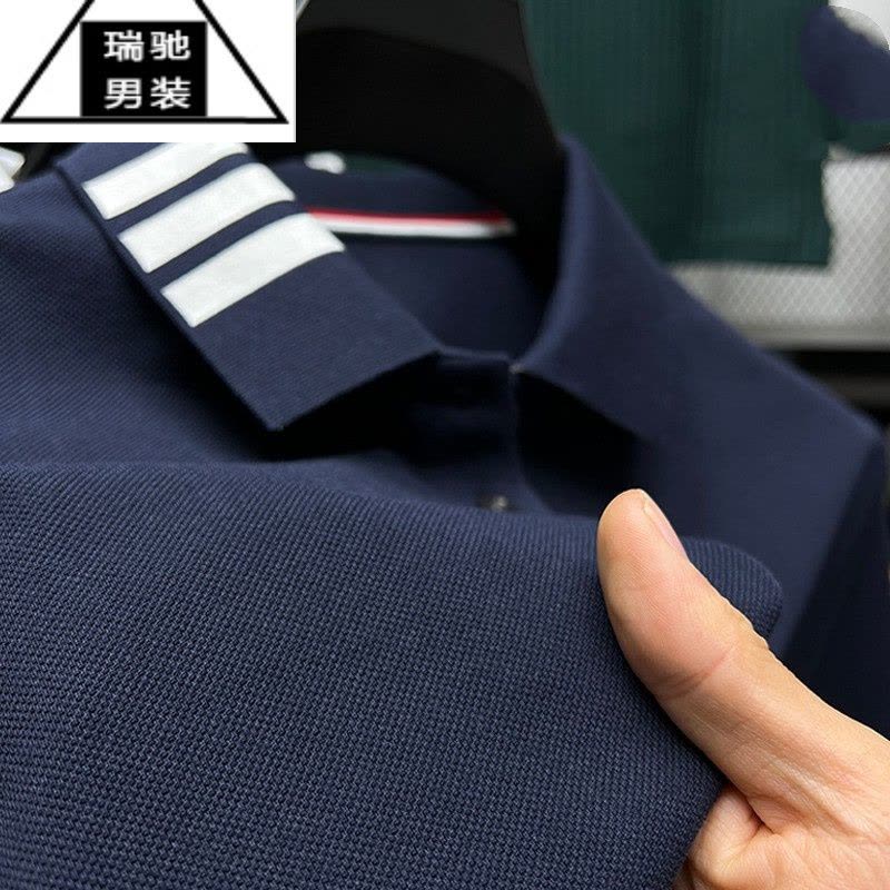 希杰狮王高端polo衫男短袖夏季开叉衣服有领t恤男装翻领丅血潮流图片