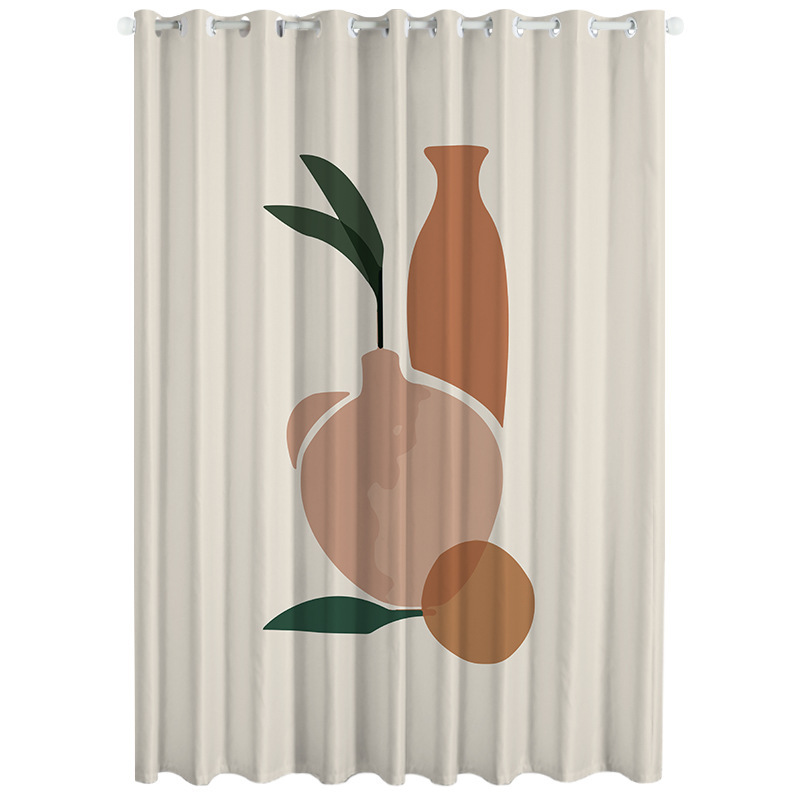 添福运 门帘隔断帘卧室隐私家用分间房间客厅免打孔屏风挡风帘子布帘窗帘遮光窗帘挂钩纯色窗帘打孔窗帘飘窗客厅帘子 Q73手绘 宽2.5米*高度2.7米打孔一片