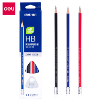 得力deli58108皮头铅笔儿童铅笔三角杆hb铅笔小学生12支铅笔六角文具用品hB铅笔学生用品批发