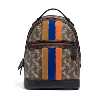 COACH/蔻驰 咖啡色拼接条纹女士双肩包88266