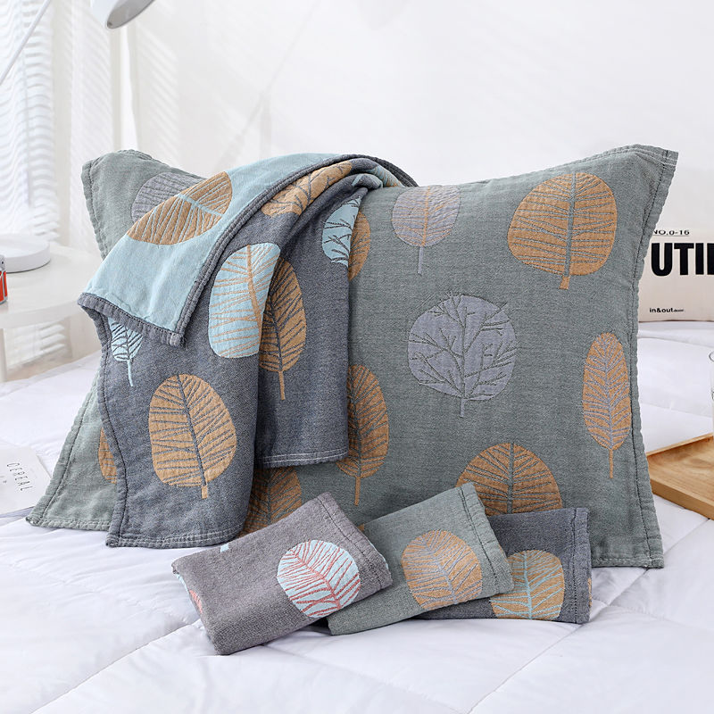 纯棉四层纱布枕巾一对装成人全棉枕头巾情侣大枕巾柔软亲肤