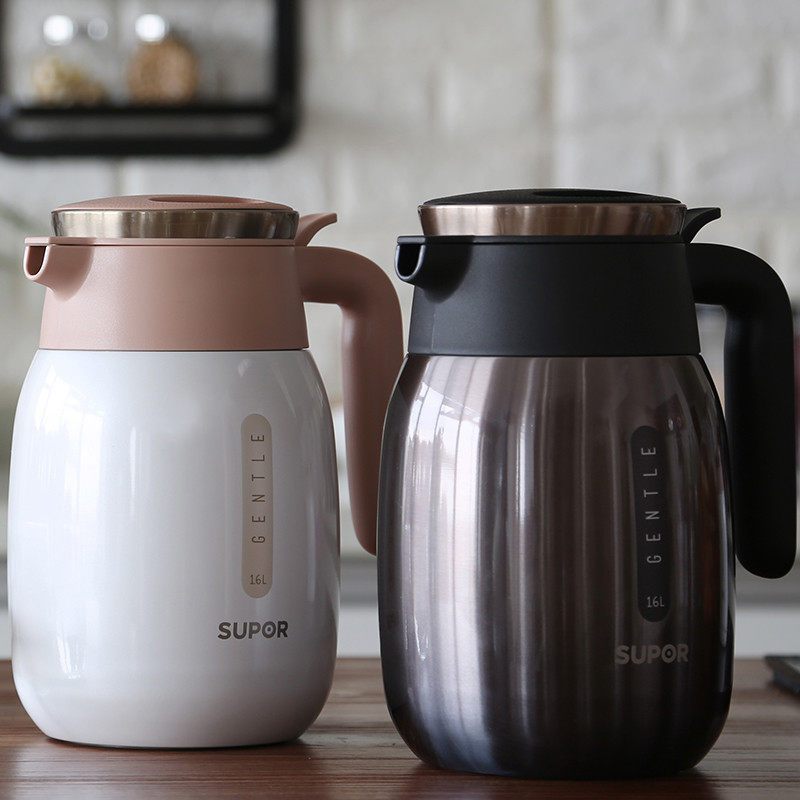 苏泊尔(SUPOR)2.0L 晨曦保温壶304不锈钢家用真空保温壶办公居家安全健康大容量热水壶KC20BK1