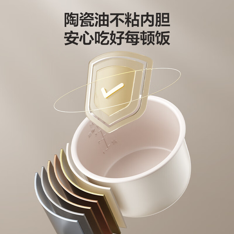 苏泊尔(SUPOR)陶瓷油内胆 小型迷你电饭煲1.6升 家用电饭锅1-2人 智能多功能煮饭锅F16F55 微压高清大图
