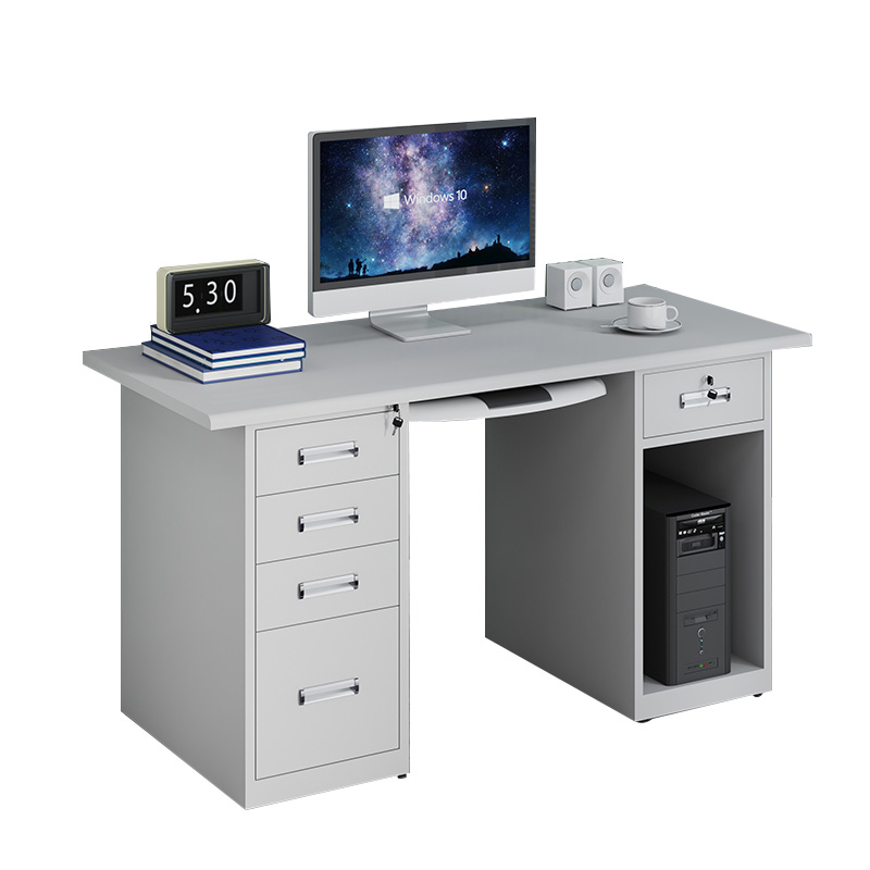 帅畅钢制桌子办公桌铁皮桌电脑桌五斗一空1.6m高清大图