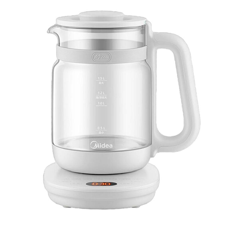 美的(Midea)养生壶 轻音烹煮煮茶器煮茶壶 1.5L玻璃水壶 MK-YS15P213(YS15CY918