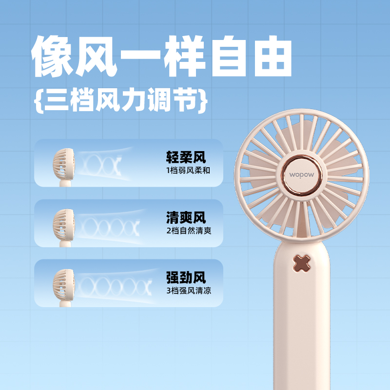 沃品(WOPOW) 迷你小风扇大风力usb充电便携式轻音电风扇 手持mini小风扇 夏日清凉小风扇 FA26高清大图