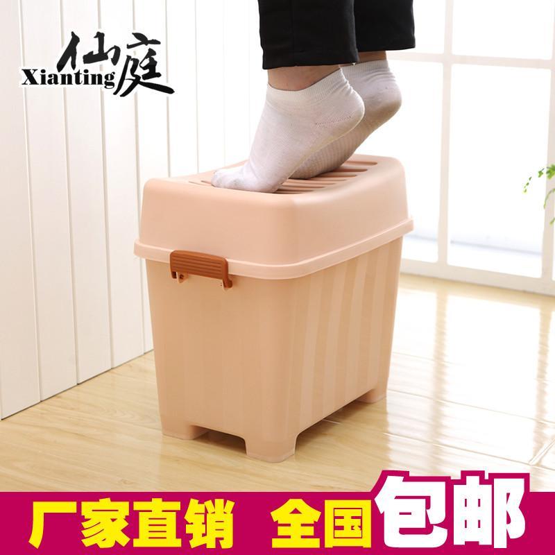 日式多功能玩具收纳箱儲物凳储物箱收纳箱塑料床尾换鞋储物凳