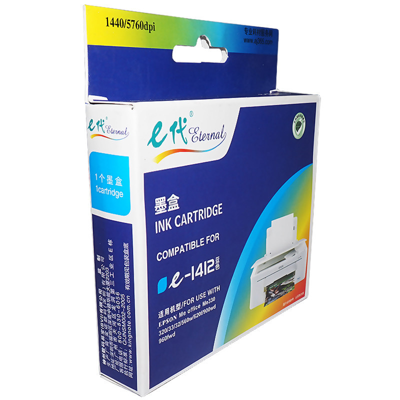 e代经典 T1412C墨盒蓝色 适用爱普生EPSON ME33/35/330/350/office 535/85/560