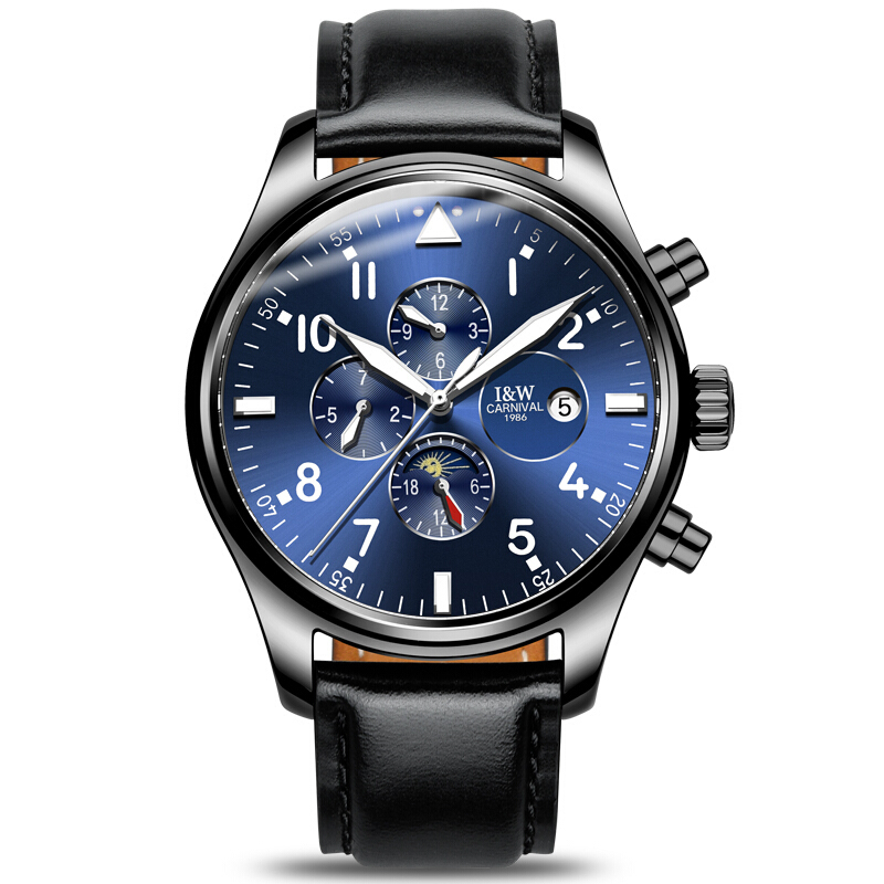 [正品联保]瑞士嘉年华(carnival)手表男士机械表 时尚运动夜光防水多