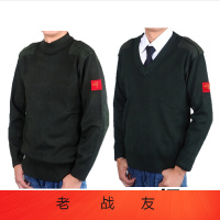 Hoscene07式武警消防陆军毛衣军官校尉绒衣松枝绿红旗户外休闲军迷保暖毛衣男军绿V领上_2 L174-178 军绿圆领上衣