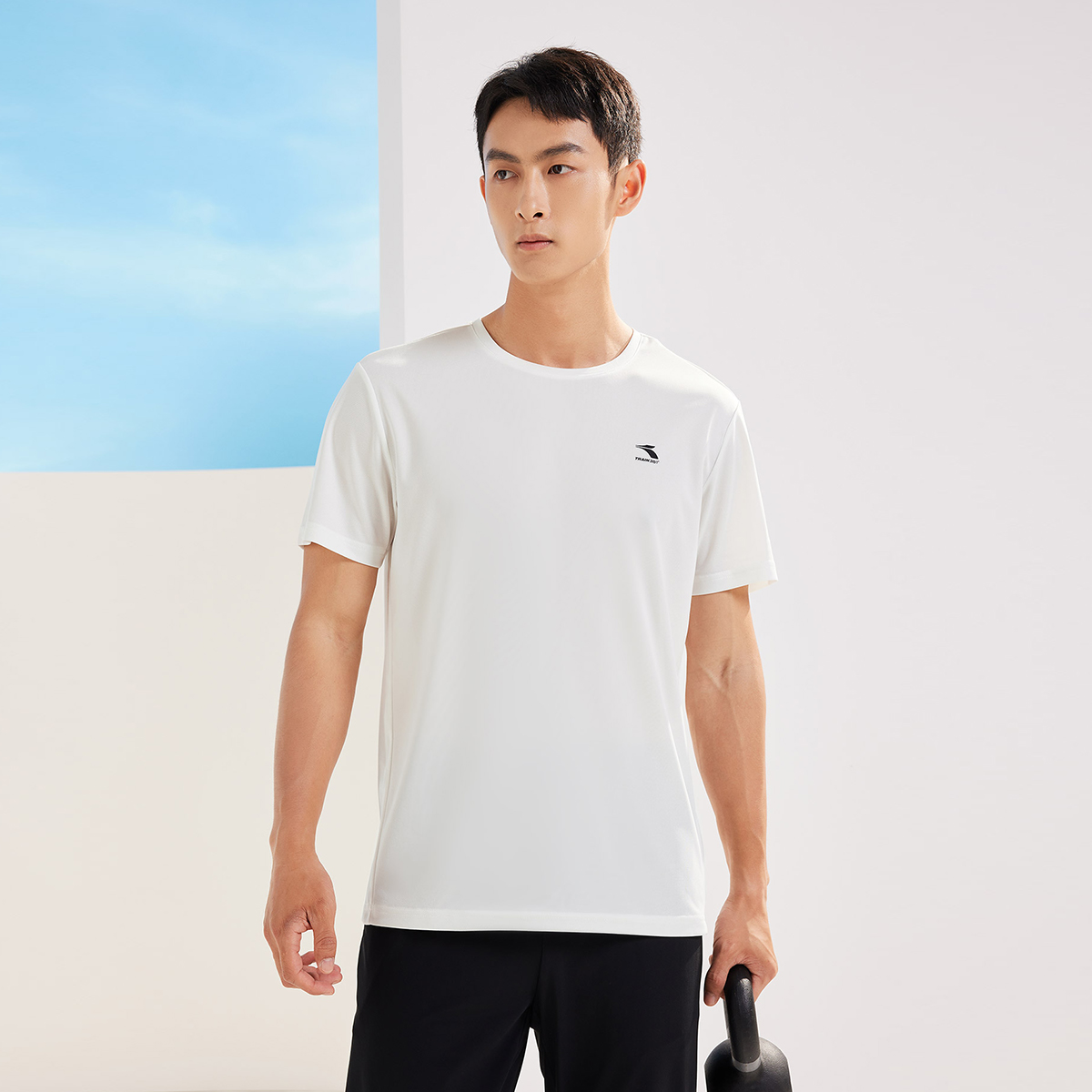 361°运动t恤男夏季新款速干上衣宽松跑步服男士圆领透气短袖652324112V 3XL 羽白