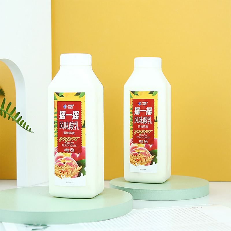 红星摇一摇黄桃燕麦酸奶低温益生菌发酵450g*5瓶营养早餐代餐