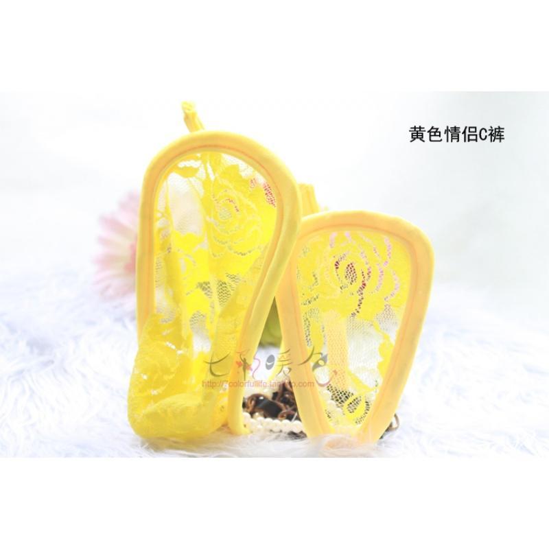 情侣内裤~超性感隐形蕾丝透视C字裤透明T裤 女士情趣内衣套装夜火