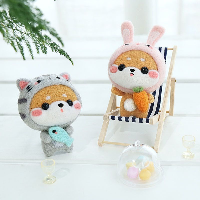 羊毛毡戳戳乐diy材料包初学者手工制作钥匙扣挂件情侣礼物送男友 鹿鹿