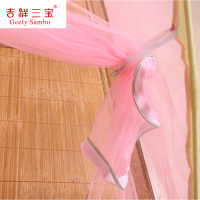 吉祥三宝家纺夏季防蚊简易安装蒙古包蚊帐 床上用品加密加厚纹帐简约风双开门文帐帐子