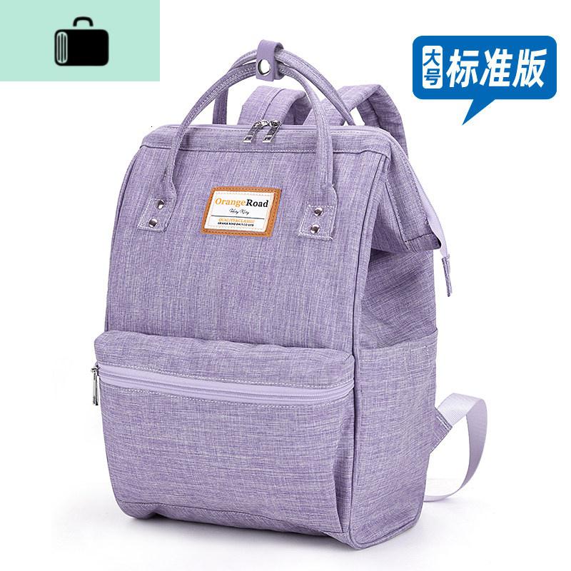 双肩包女百搭韩版大容量背包电脑包原宿ins风中学生初中生书包NEW LAKE 优雅紫大号普通版