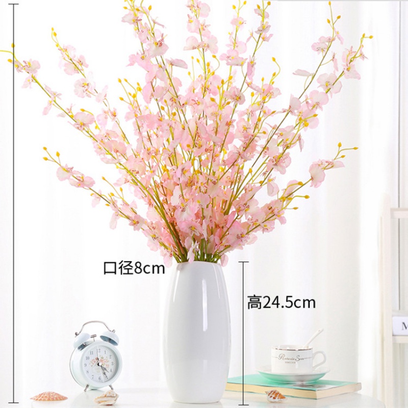 现代简约落地客厅创意插花摆件家居装饰品陶瓷仿真花花瓶花艺摆设 三维工匠 5支樱花跳舞兰(不含瓶)高清大图
